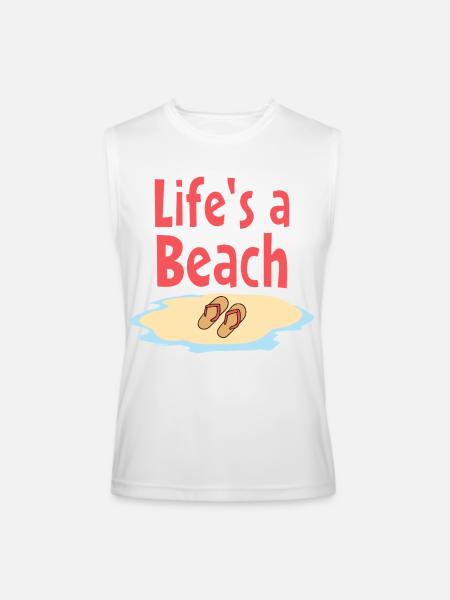 Life's a Beach Sandals Illustration - Men’s Performance Sleeveless Shirt - white