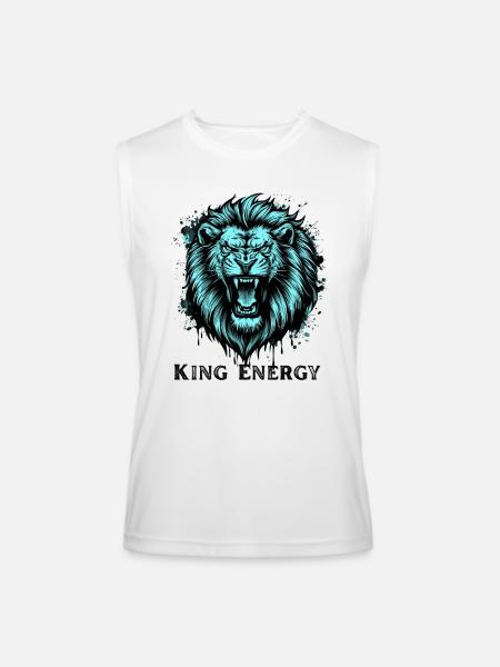 Neon Cyan Lion Roar Illustration - Men’s Performance Sleeveless Shirt - white