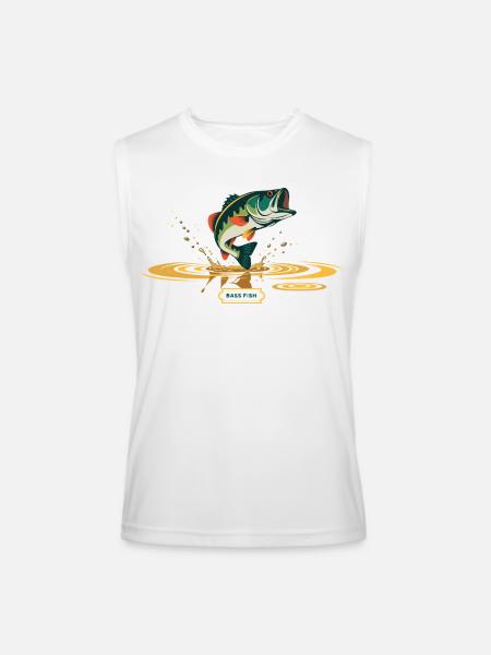 Bass Fish Splash Print - Men’s Performance Sleeveless Shirt - white