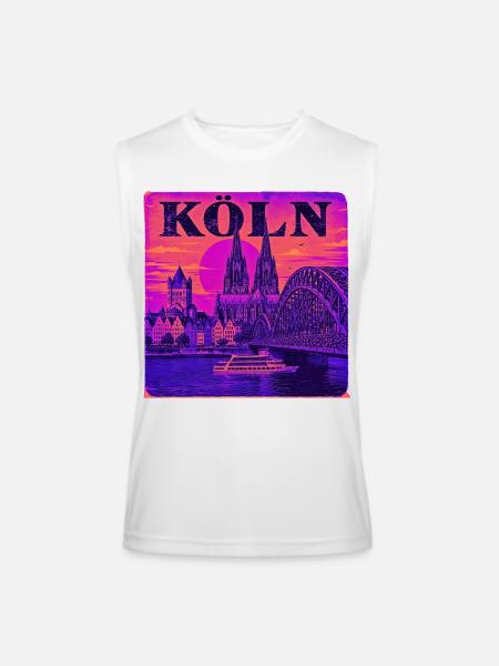 Koeln-Skyline-Retro-Sunset-Art-Print-Cologne-Köln - Men’s Performance Sleeveless Shirt - white