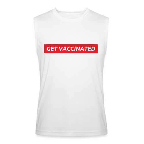 Get Vaccinated (Red box logo) - Men’s Performance Sleeveless Shirt