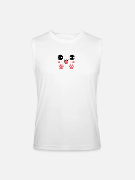 Sweet Smiling Cat Face Paw - Men’s Performance Sleeveless Shirt - white