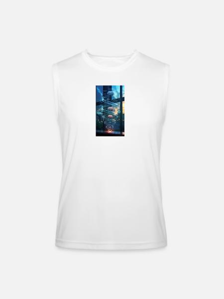 Neon Brain Spiral Science - Men’s Performance Sleeveless Shirt - white