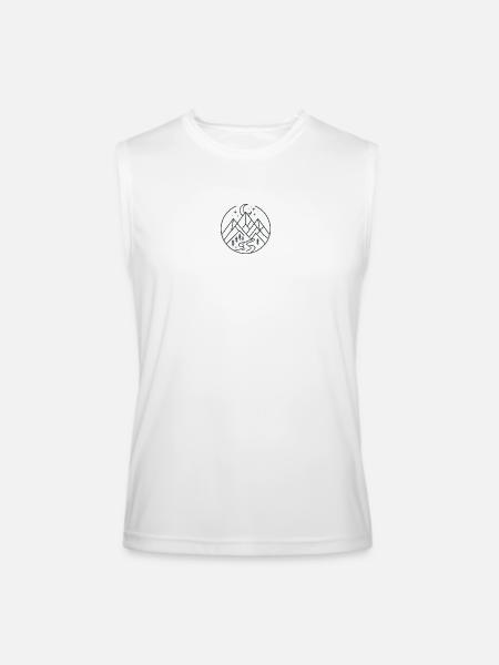 Moonlit Mountain River Line Art - Men’s Performance Sleeveless Shirt - white