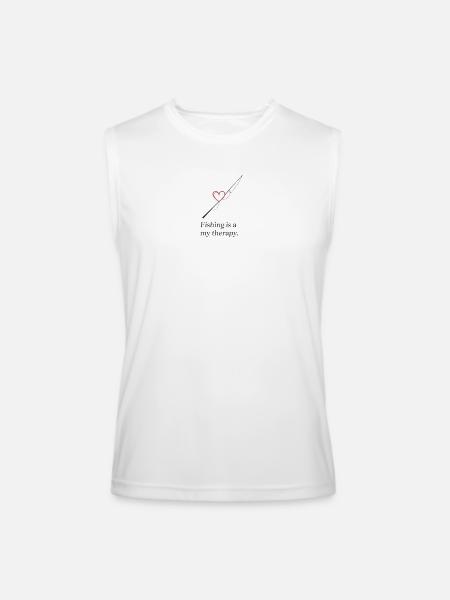 Fishing Heart Therapy Design - Men’s Performance Sleeveless Shirt - white