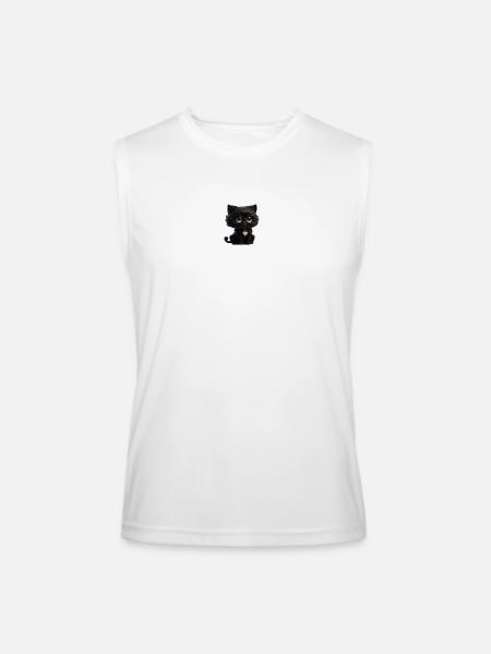 Black Kitty Glasses Heart Pendant - Men’s Performance Sleeveless Shirt - white