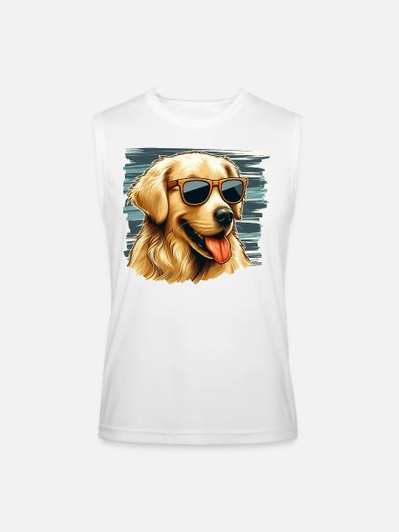 Golden Retriver Art - Men’s Performance Sleeveless Shirt - white