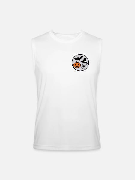 Halloween Circle: Pumpkin Bat Spider - Men’s Performance Sleeveless Shirt - white