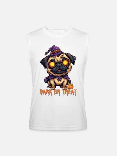 Pug Halloween Bark or Treat - Men’s Performance Sleeveless Shirt - white