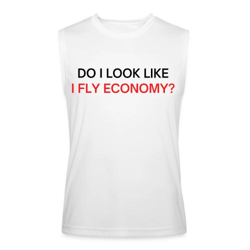 Do I Look Like I Fly Economy? (black and red font) - Men’s Performance Sleeveless Shirt