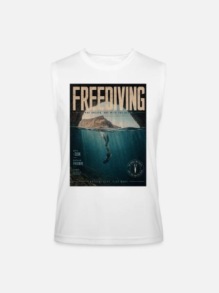 Freediving Depths Ocean Poster - Men’s Performance Sleeveless Shirt - white