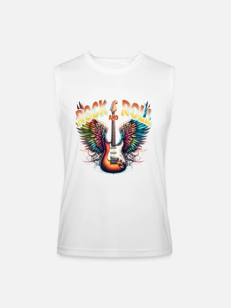 Rock and Roll - Guitar - Men’s Performance Sleeveless Shirt - white