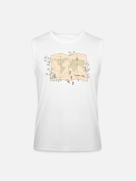 Wander Often Map - Men’s Performance Sleeveless Shirt - white