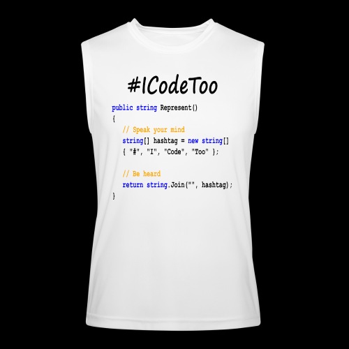 #ICodeToo coding diversity statement shirt - Men’s Performance Sleeveless Shirt