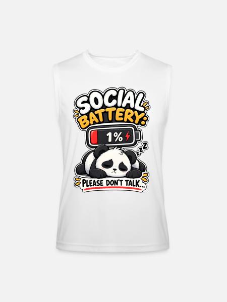 Social Battery Panda 1% - Men’s Performance Sleeveless Shirt - white