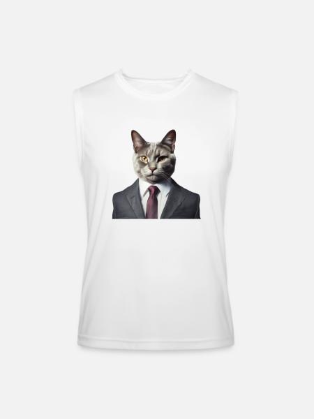 Cat in a suit - Men’s Performance Sleeveless Shirt - white