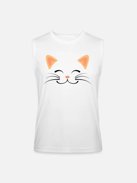 Floating Cat Face - Men’s Performance Sleeveless Shirt - white