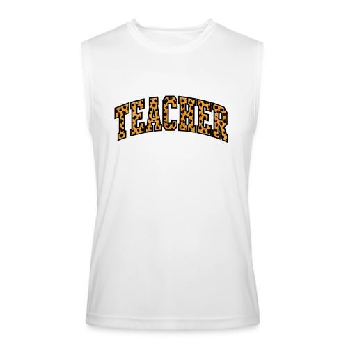 Leopard Print Teacher Typography - Men’s Performance Sleeveless Shirt