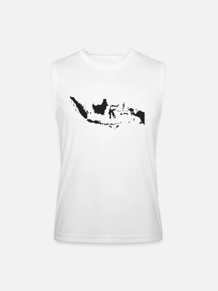 Indonesia Map in Black - Men’s Performance Sleeveless Shirt - white