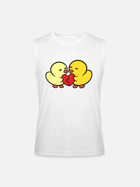 Duckie and Duck Heart Puzzle - Men’s Performance Sleeveless Shirt - white