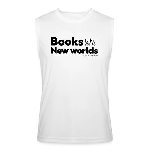 Books Take You to New Worlds (black text) - Men’s Performance Sleeveless Shirt
