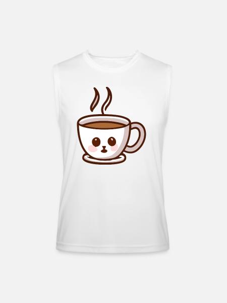 Coffee Cup Cat Face - Men’s Performance Sleeveless Shirt - white