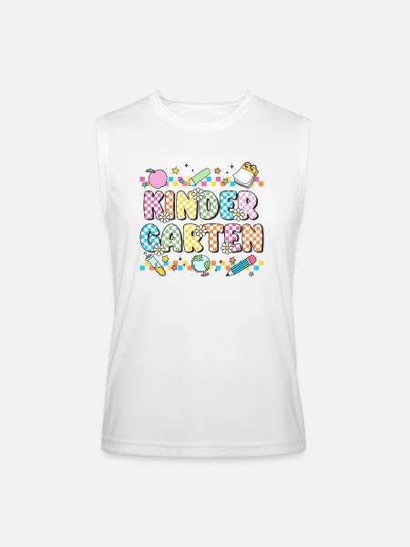 Kindergarten Checkerboard Teacher - Men’s Performance Sleeveless Shirt - white
