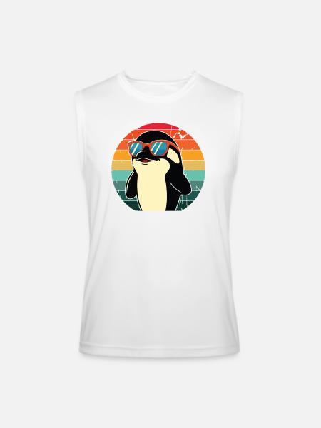 Penguin in Sunset Sunglasses - Men’s Performance Sleeveless Shirt - white - Front
