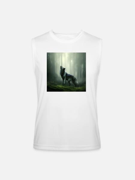 Howling wolf at midnight - Men’s Performance Sleeveless Shirt - white - Front