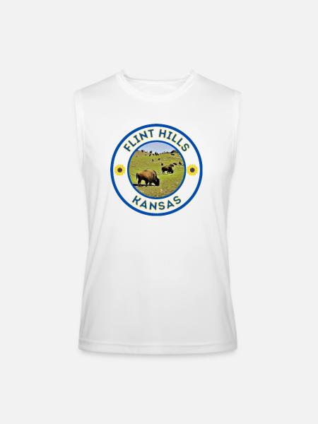 Flint Hills Kansas Bison Bluegold - Men’s Performance Sleeveless Shirt - white - Front
