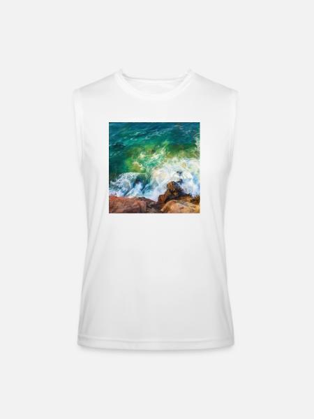 rock shore and waves - Men’s Performance Sleeveless Shirt - white