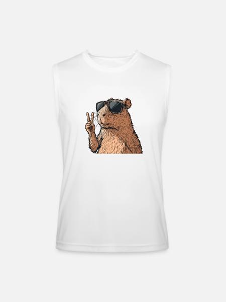 Cool Capybara in Glasses - Men’s Performance Sleeveless Shirt - white