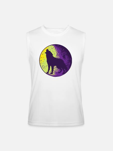 Howling wolf in the moon cool - Men’s Performance Sleeveless Shirt - white - Front