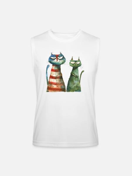Funny Cat - Men’s Performance Sleeveless Shirt - white