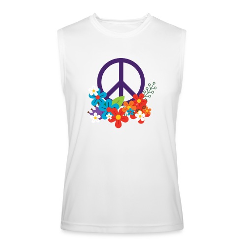Hippie Peace Design With Flowers - Men’s Performance Sleeveless Shirt