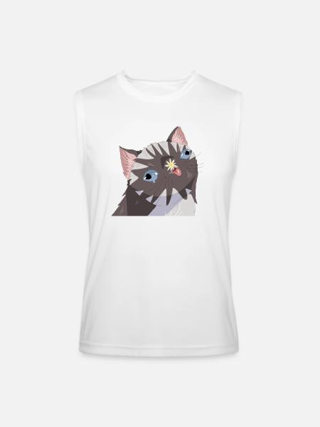 Idiot Cat - Men’s Performance Sleeveless Shirt - white