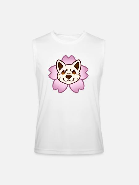 Sakura Shiba Inu Cream - Men’s Performance Sleeveless Shirt - white