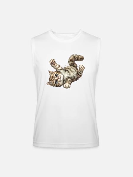 Funny Cat - Men’s Performance Sleeveless Shirt - white