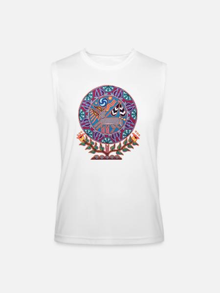Native Huichol Peyote Deer - Men’s Performance Sleeveless Shirt - white