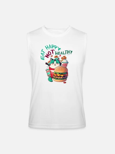 eat happy not healthy - Men’s Performance Sleeveless Shirt - white