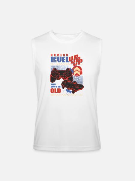 Gamer Level Up Retro Controller - Men’s Performance Sleeveless Shirt - white - Front