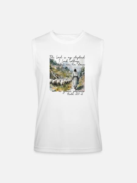 Psalm 23 Shepherd Illustration - Men’s Performance Sleeveless Shirt - white