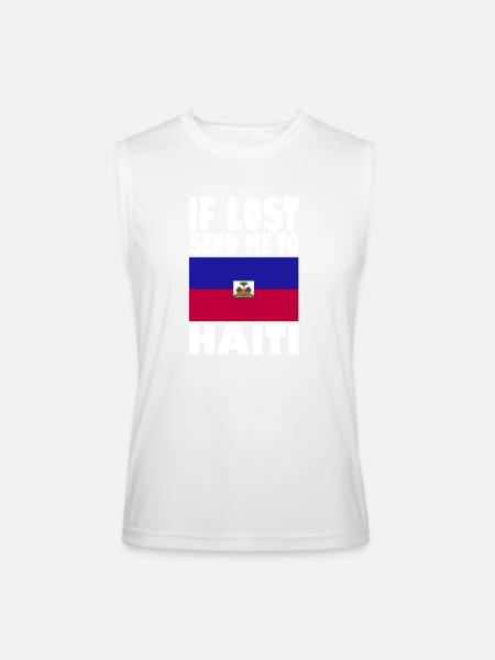 Haiti Flag Saying - Men’s Performance Sleeveless Shirt - white