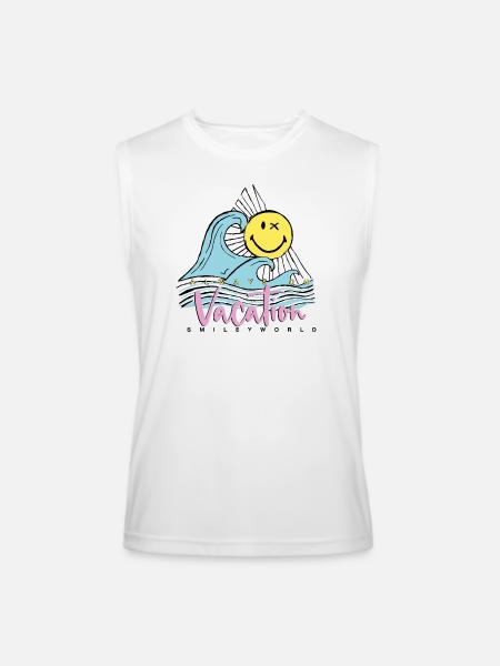 SmileyWorld Always On Vacation - Men’s Performance Sleeveless Shirt - white