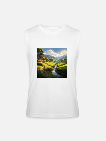 rustic stone houses village - Men’s Performance Sleeveless Shirt - white