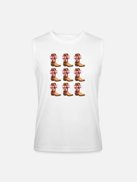 Cowgirl Boots and Pink Bows Rodeo - Men’s Performance Sleeveless Shirt - white