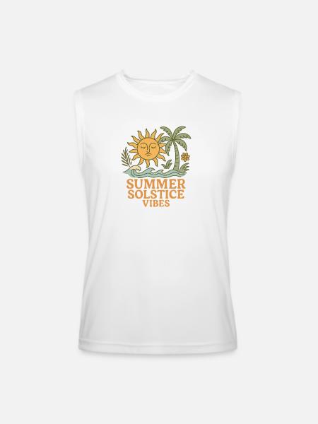 Summer Solstice Vibes Sun and Palm Design - Men’s Performance Sleeveless Shirt - white