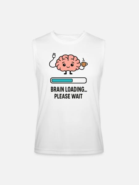Cute Brain Loading Coffee Mug Design - Men’s Performance Sleeveless Shirt - white - Front