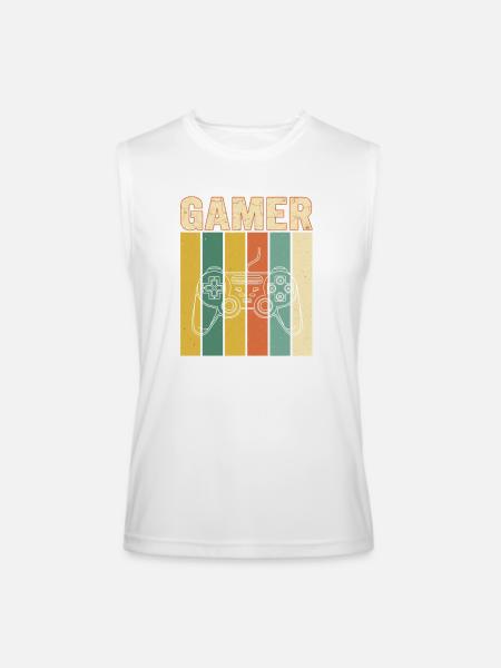 Retro Gamer Controller Vintage Gaming T-Shirt - Men’s Performance Sleeveless Shirt - white - Front