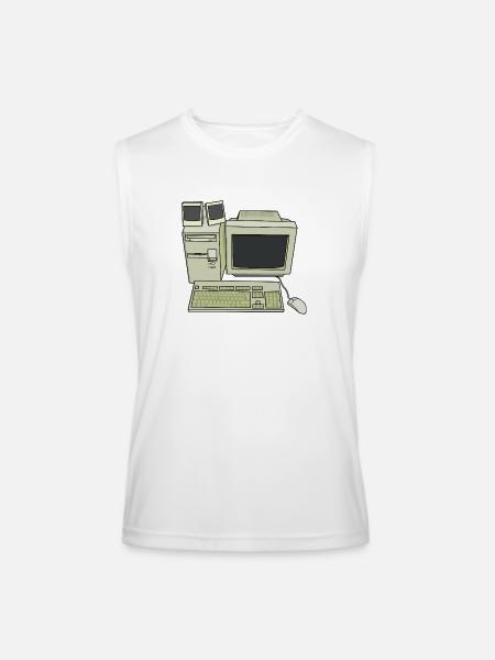Retro Computer Desk Setup - Men’s Performance Sleeveless Shirt - white